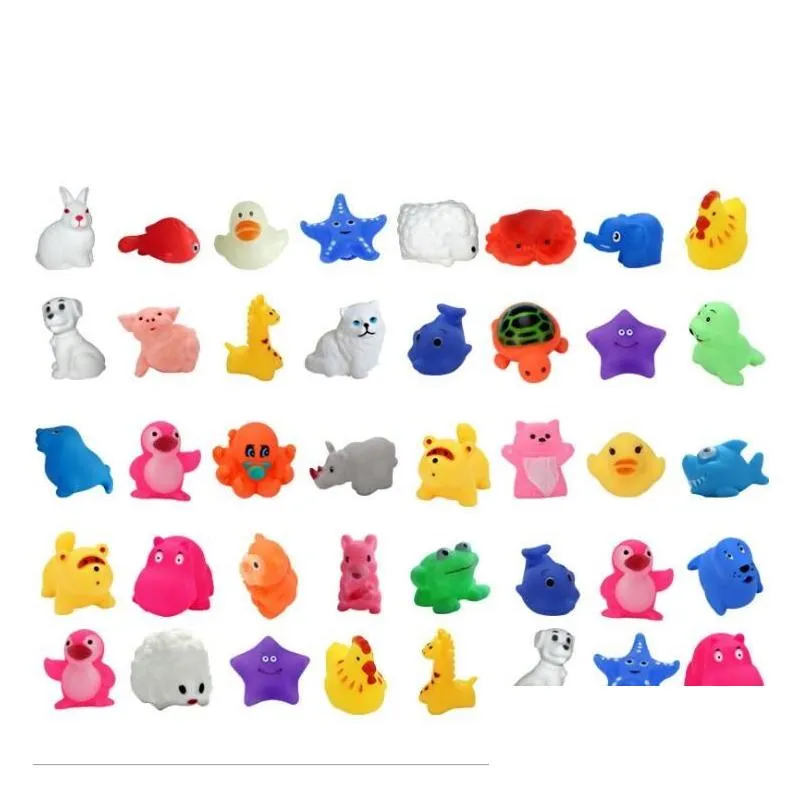 40style swim pool animal sound toy floating fish duck pig rabbit dog rubber bath swim toys water playing toy for fun