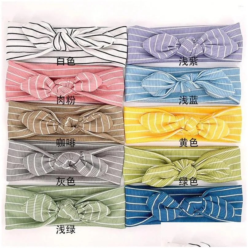 Hair Accessories Baby Headwear Born Toddler Infant Boys Girls Headbands Stretch Ribbed Striped Bowknot Hairband