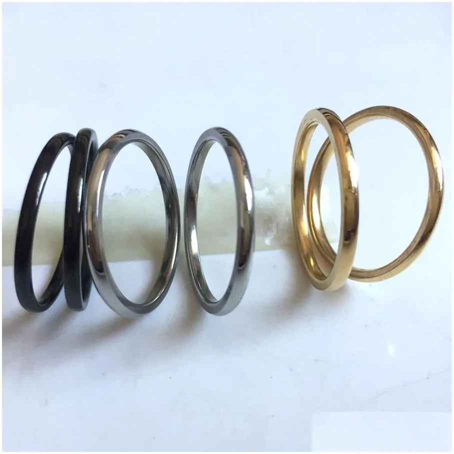 wholesale 30pcs mirro band 2mm mix stainless steel wedding ring comfort fit quality men women finger ring wholesale jewelry