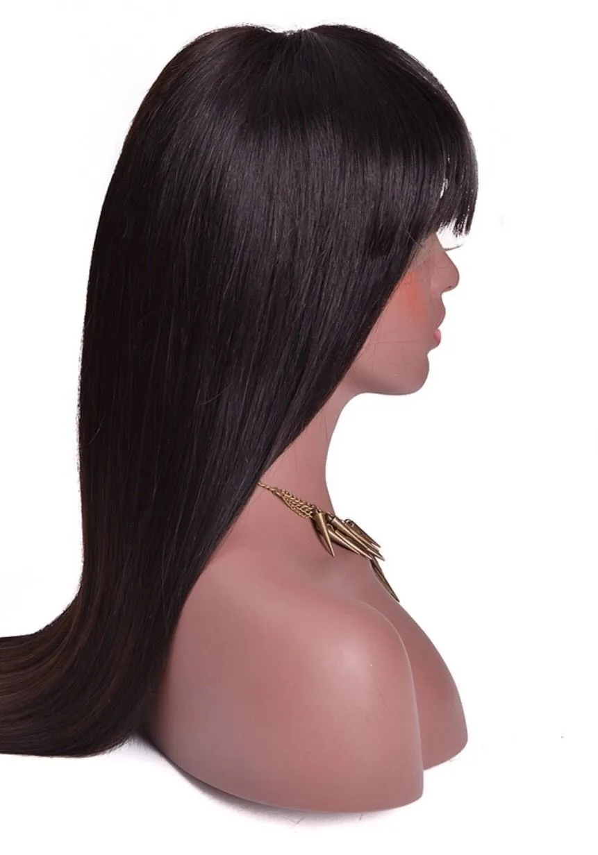 Yaki Straight frontal Human Hair Wig Brazilian Remy natural Scalp 13x4 hd Lace Front remy african american hair Wig
