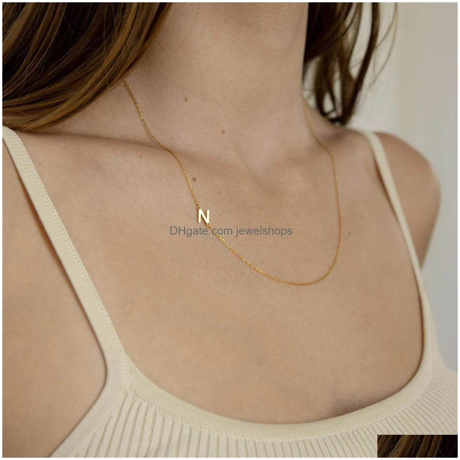 tiny initial necklace for women fashion single name letters pendant choker necklaces jewelry collares para mujer