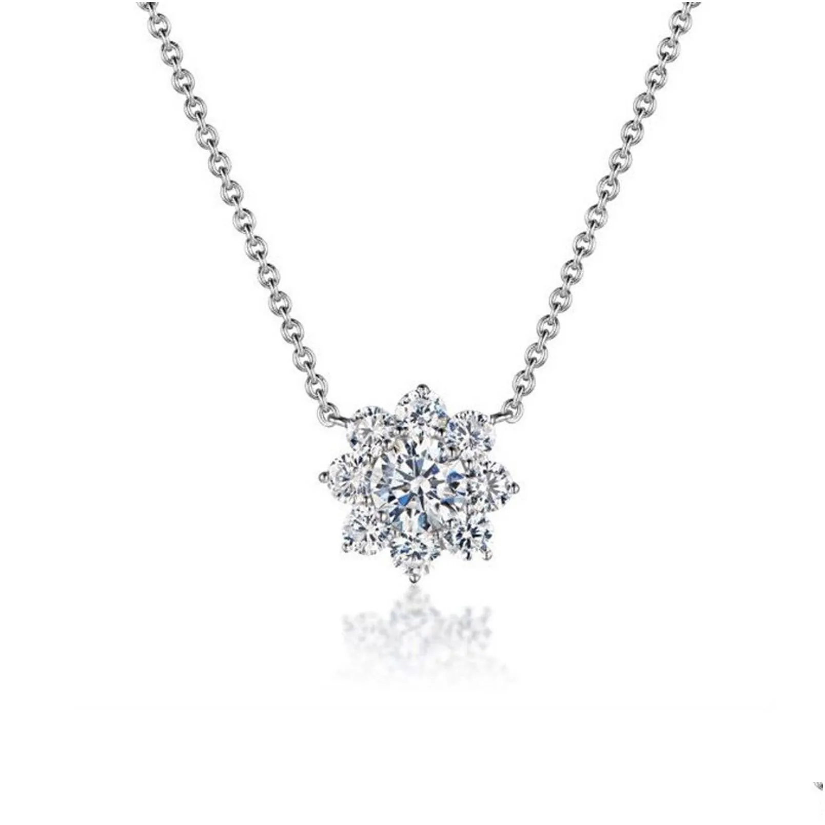snow flowers necklace zircon forever love necklaces valentines dainty laye jewery for women