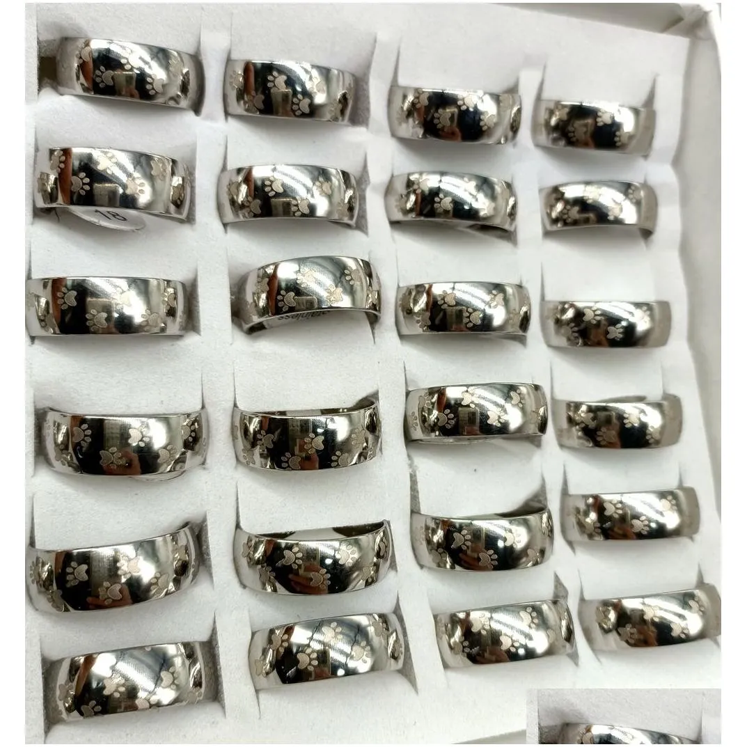 wholesale 30pcs mix pet lovers 316l band stainless steel rings claw rings