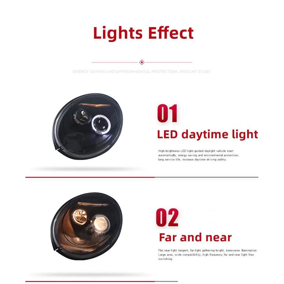 LED Headlights Assembly For VW Beetle 1998-2005 LED Headlight Front Lamp Assembly Daytime Running Light