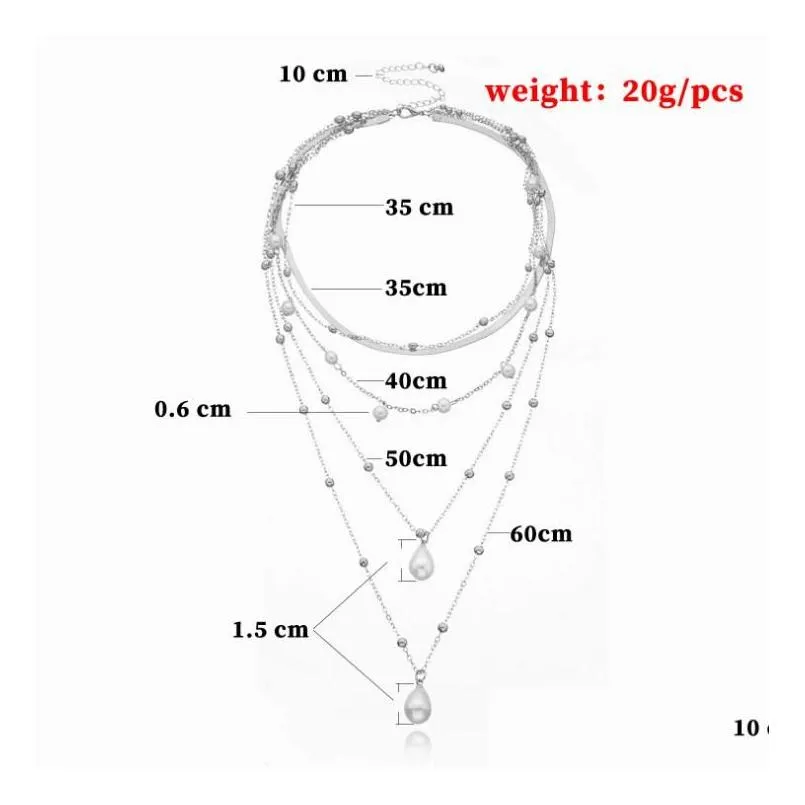 bohemian multi layer imitation pearl tassel choker necklace collar statement pendant necklace for women jewelry