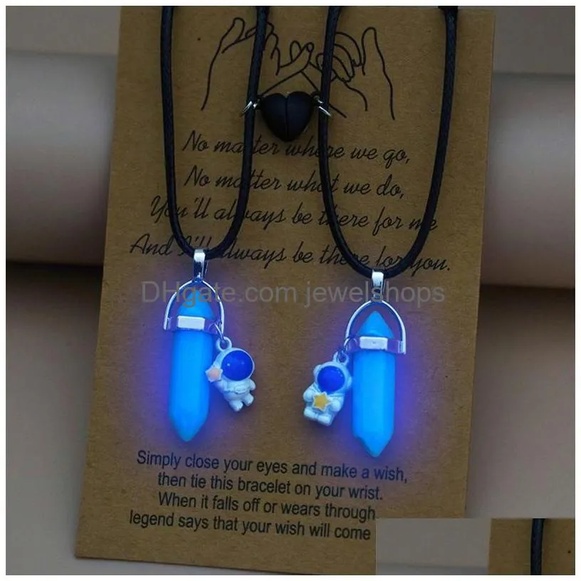 simple luminous beads necklace glowing night round star heart pendant glow in the dark necklace for men women hallowen gifts