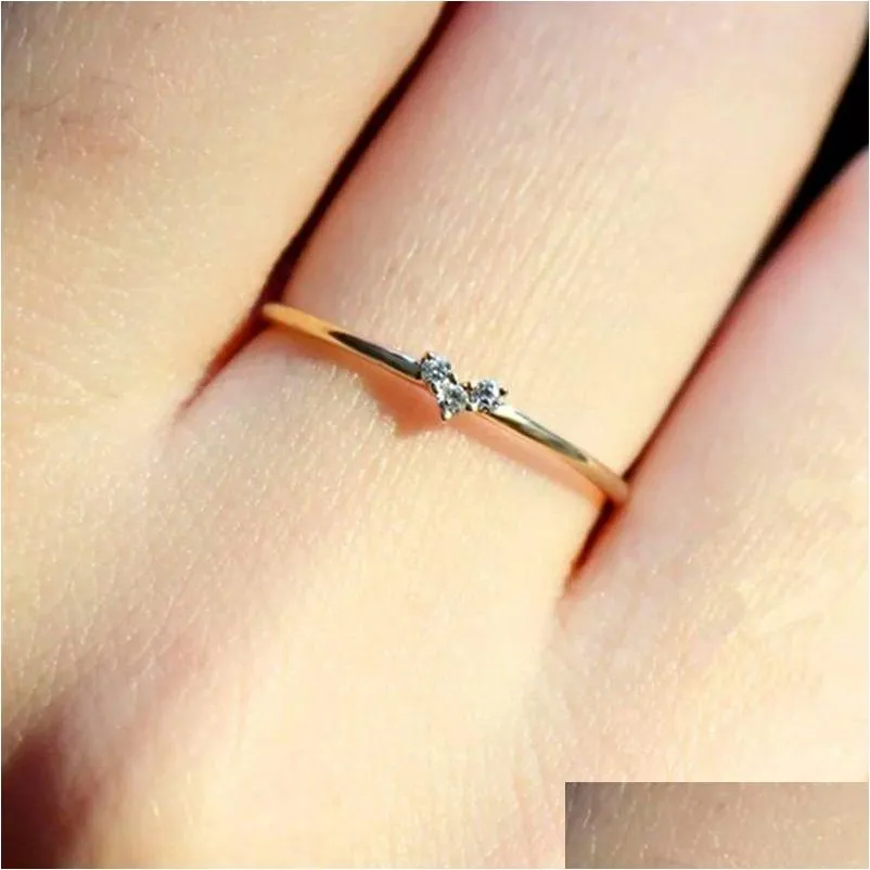 tiny 14k gold love heart diamond pieces of exquisite small  style ladies engagement ring jewelry gifts