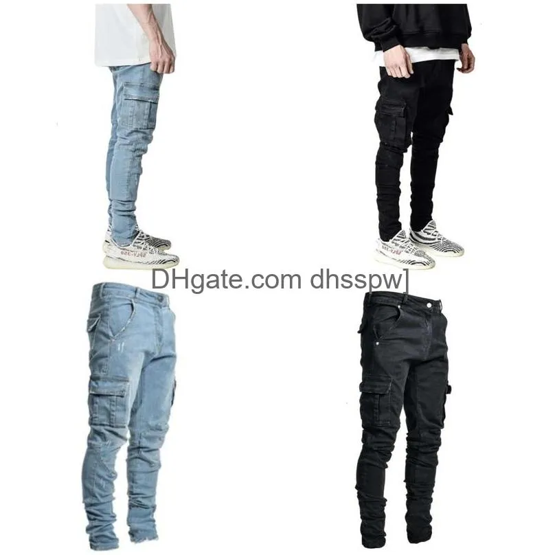 spring festival does not close. jeans are selling. side pockets small feet tight fitting jeans for men