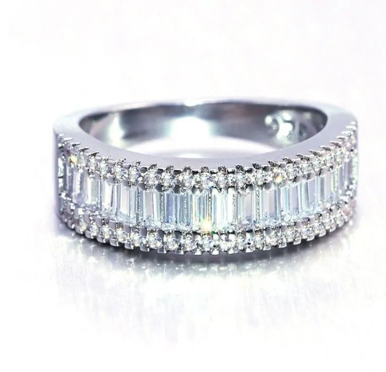 Vintage Fashion Women Wedding Rings Peach Heart CZ Diamond Finger Ring Eternity Weding Engagement Jewelry Christmas Gift