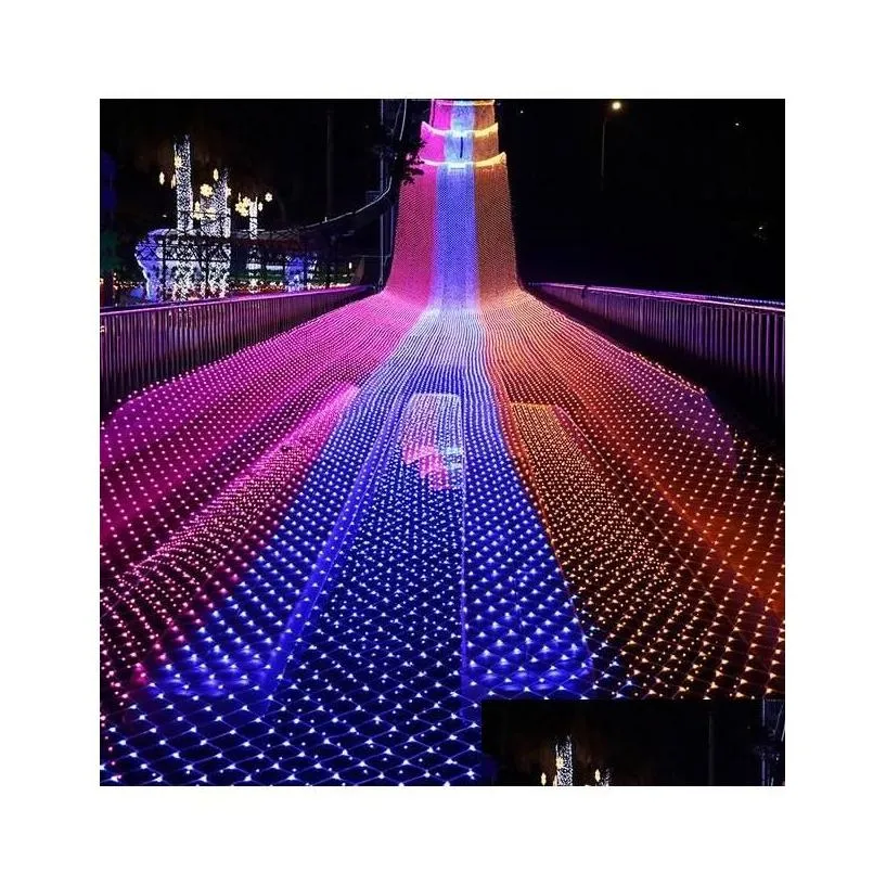 led strings 1.5mx1.5m 100 leds web net fairy christmas home garden light curtain lights lamps drop delivery lighting holiday dhdjr