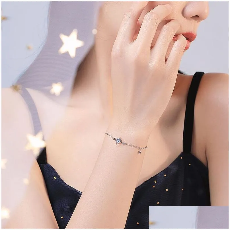 moonstone planet tassel star bracelet bangle for women girls party jewelry