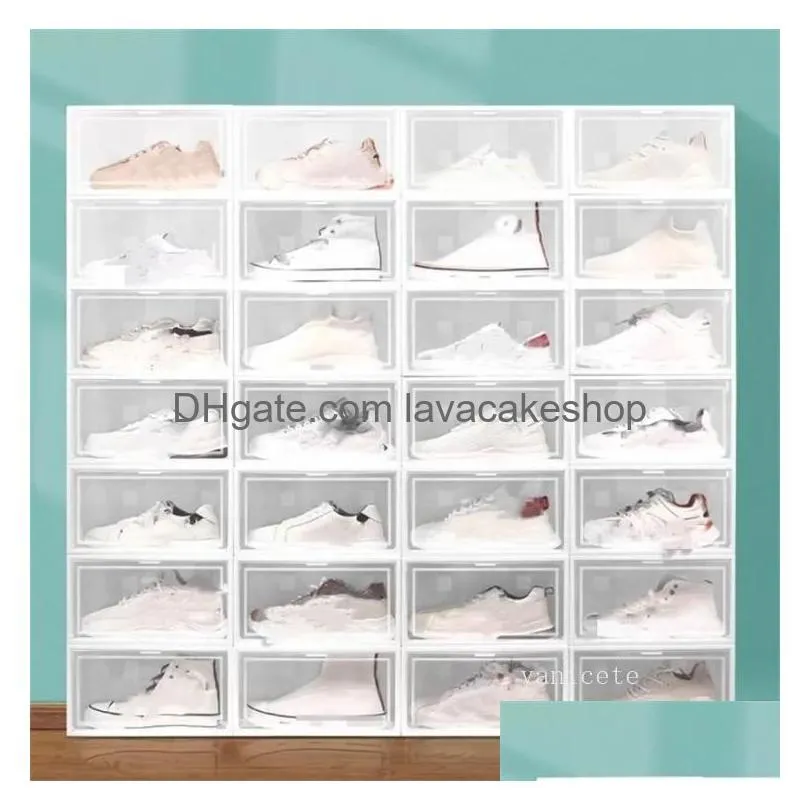 plastic transparent shoe rack foldable stackable storage drawers display superimposed combination shoes containers cabinet boxes zc671