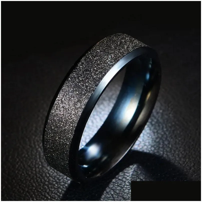 6mm Wide of The Ring Domineering Hip Hop Couple Ring Fashion Titanium Steel Scrub Personality Ring Stainless Steel