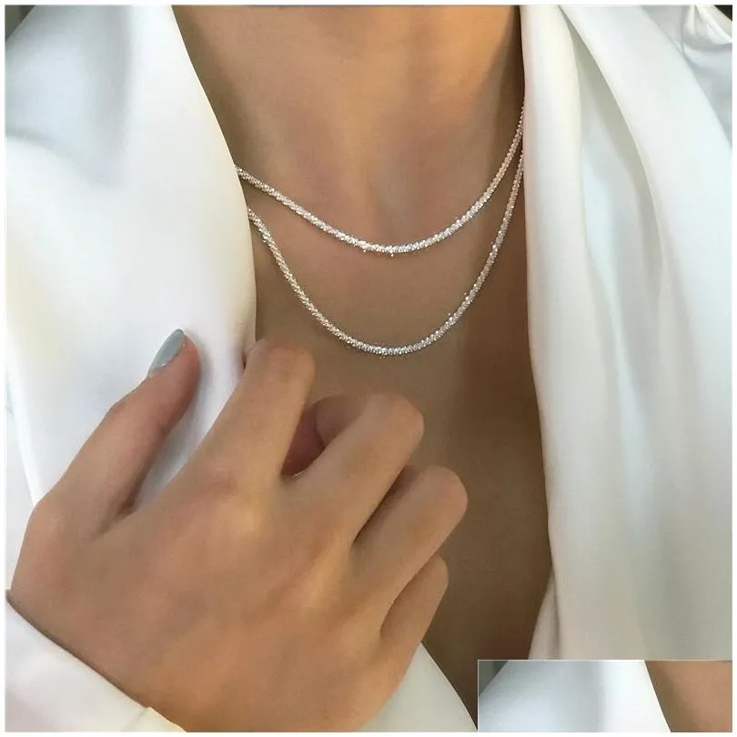 popular 925 sterling silver sparkling clavicle chain choker necklace for women fine jewelry wedding party birthday gift