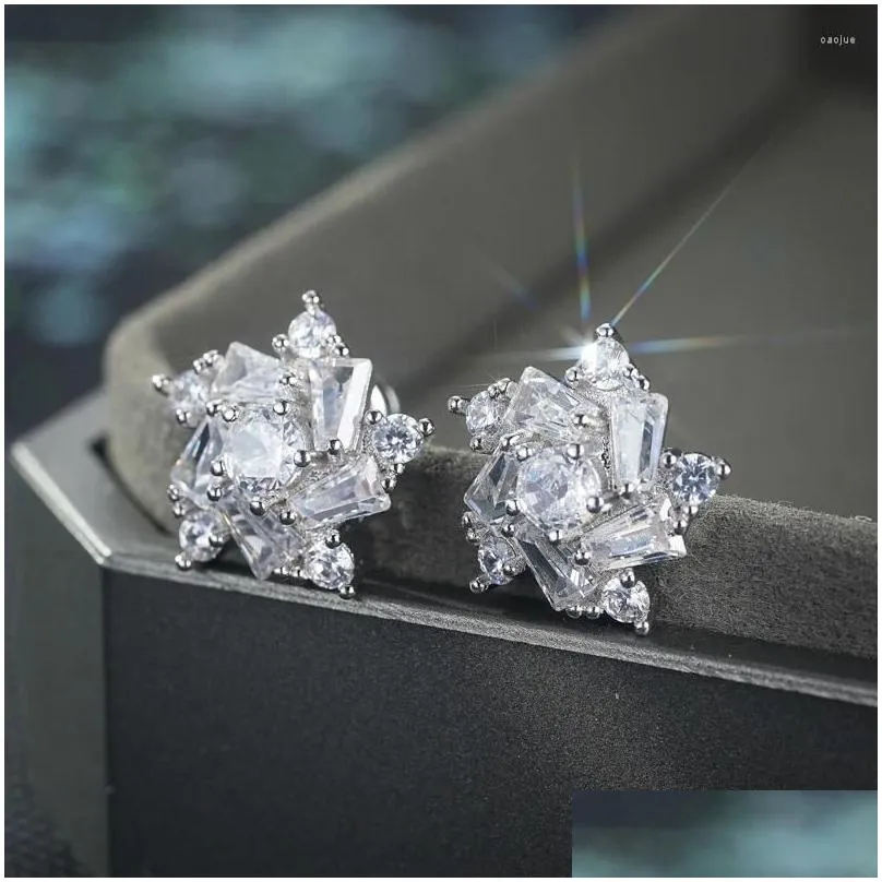 Stud Earrings Luxury Fashion Shiny Cubic Zirconia Lucky Pinwheel For Women Temperament And Elegant Jewelry Accessories