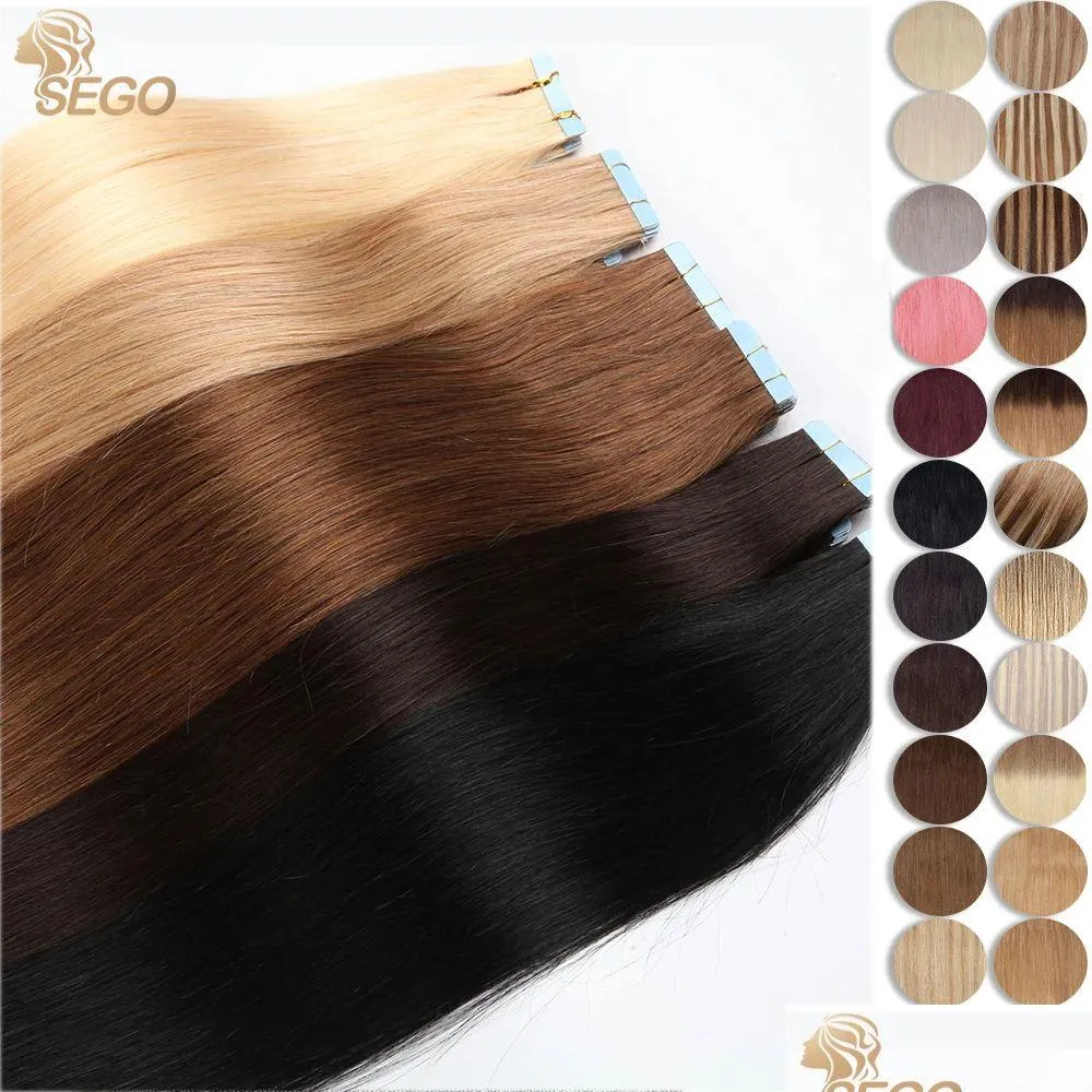 extensions sego 2.5g/pc straight tape in hair extensions real human hair skin weft tape hair seamless invisible double sides tape ins