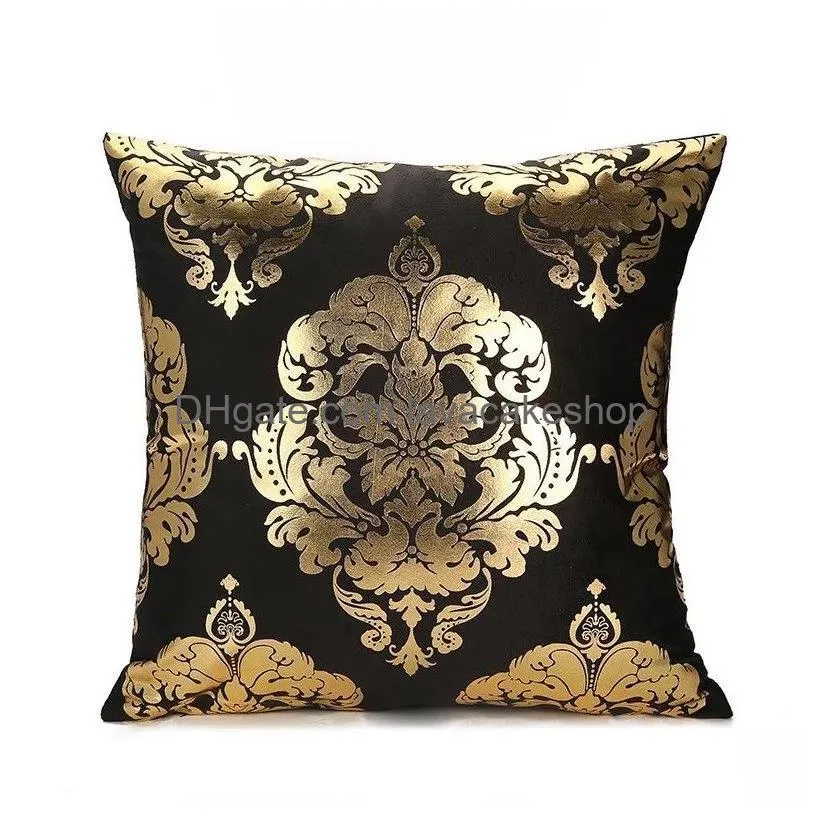 simple black gold short plush pillow case fashionable geometric cushion cover home decoration 7 colors t500539