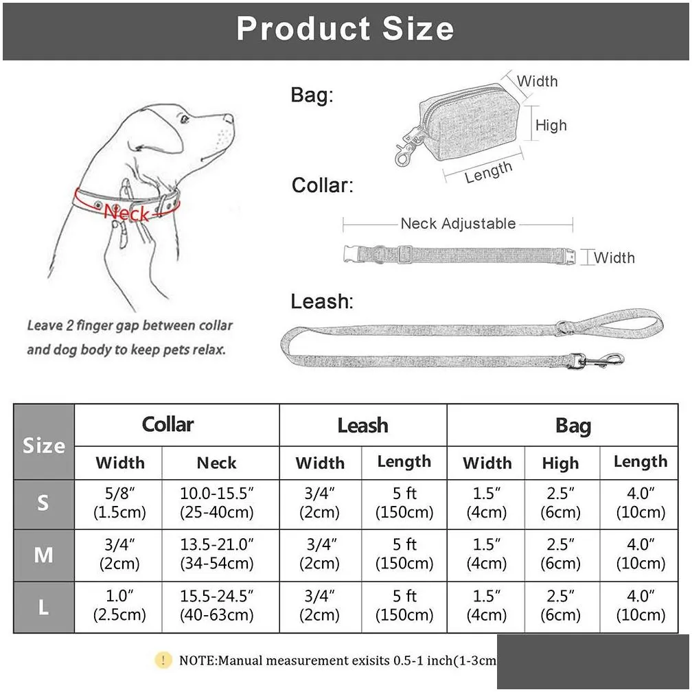 Carrier Personalized Dog Collar Leash Set Custom Pet Poop Bag For Small Medium Large Dogs Outdoor Puppy Garbage Bags Pet Supplies Pug