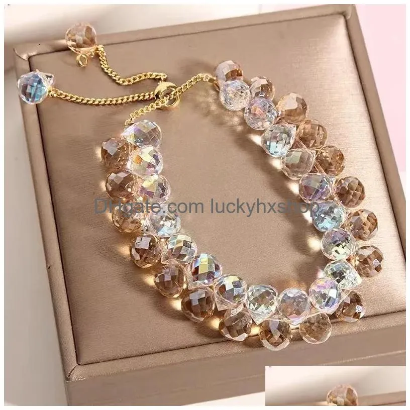 chain carlidana artificial austria crystal bracelet fashion shiny stone beads elasticity rope strand bracelets for women jewelry