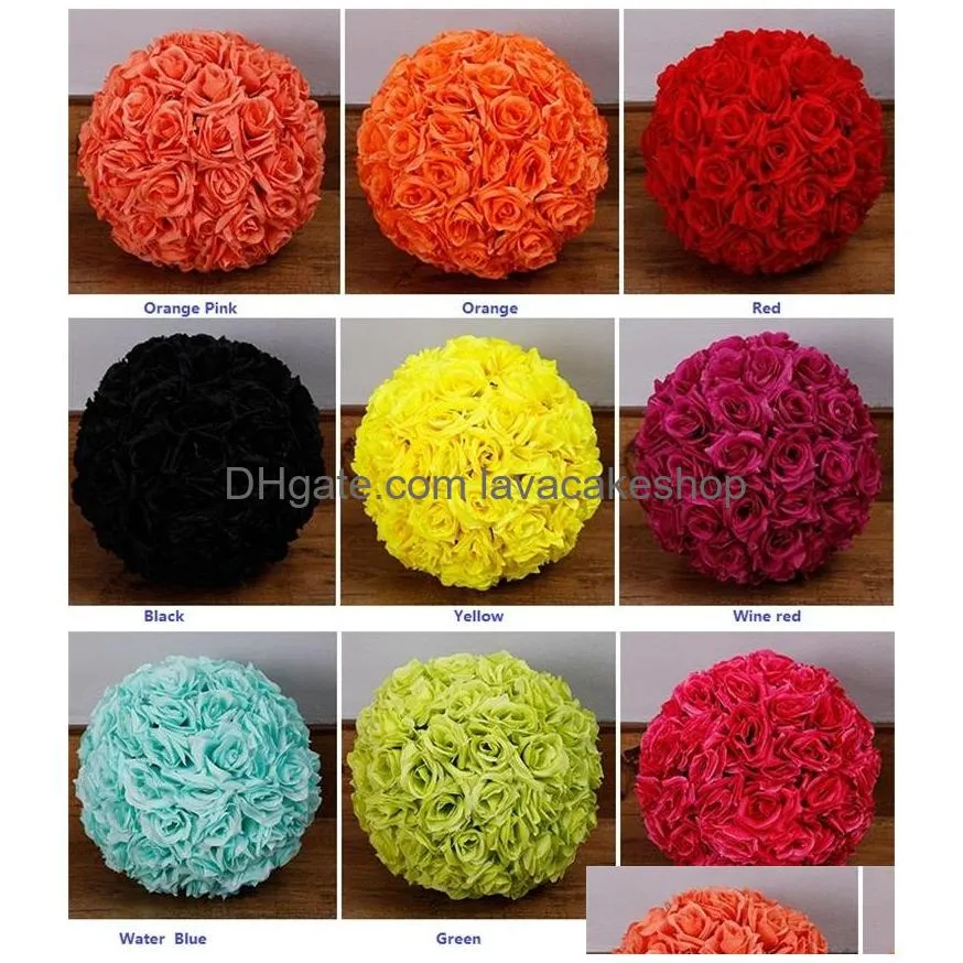 party 15/17/20cm wedding silk pomander kissing ball flower balls decorate flowers artificial flower for weddings garden market decoration