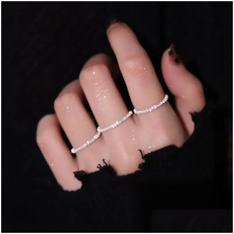 925 sterling silver sparkling ring simple style versatile decorative compact index finger ring women fashion jewelry