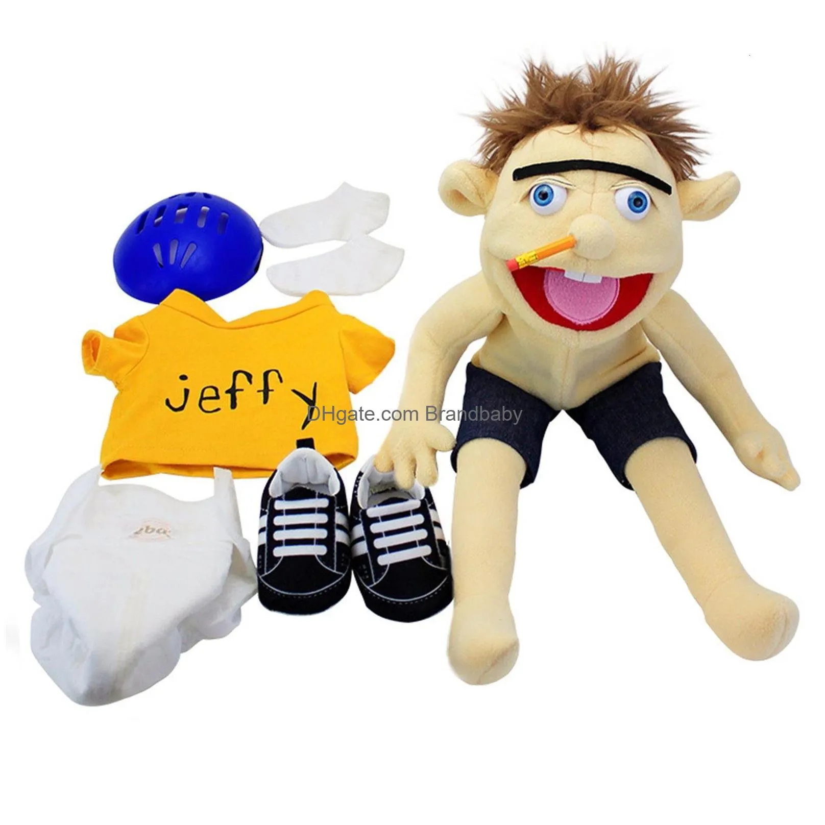 puppets 60cm jeffy hand puppet plush children soft doll talk show party props christmas doll plush toys puppet kids gift 230707