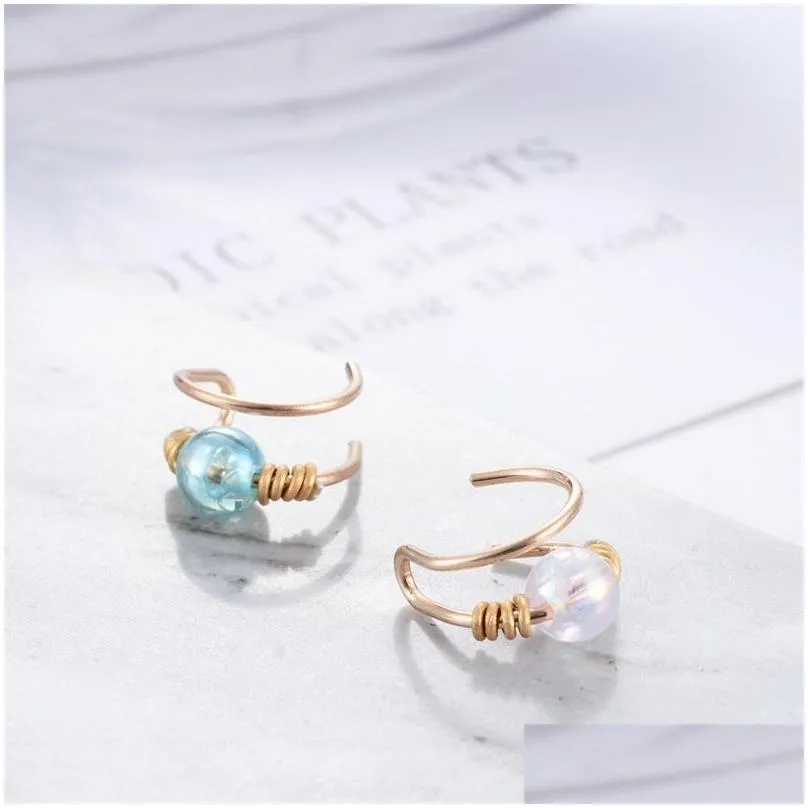 small crystal beads ear cuffs for women girls gold copper no piercing clips earrings