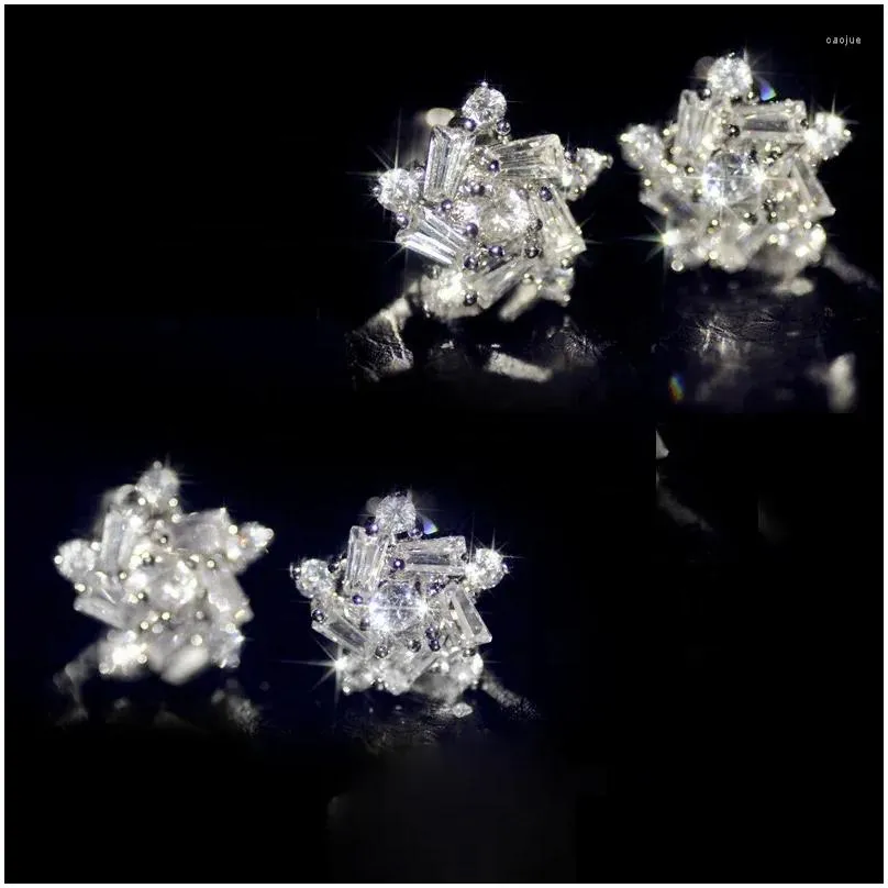 Stud Earrings Luxury Fashion Shiny Cubic Zirconia Lucky Pinwheel For Women Temperament And Elegant Jewelry Accessories
