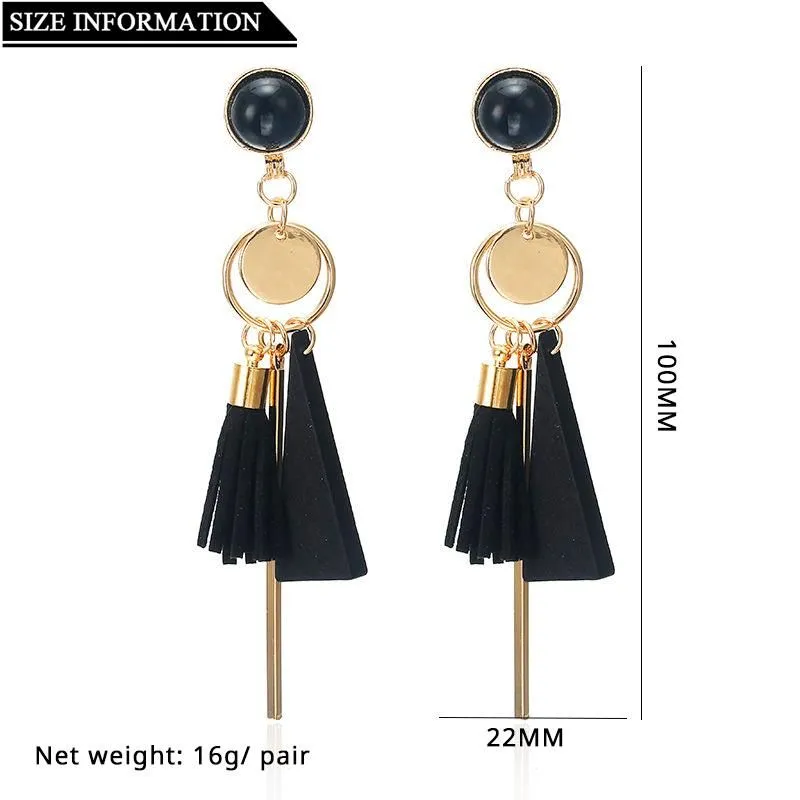 Clip-on & Screw Back Korean Japan Trendy Tassel Clip On Earrings Non Pierced Temperament Hanging Ear Clips For Women Girl Party Jewelry