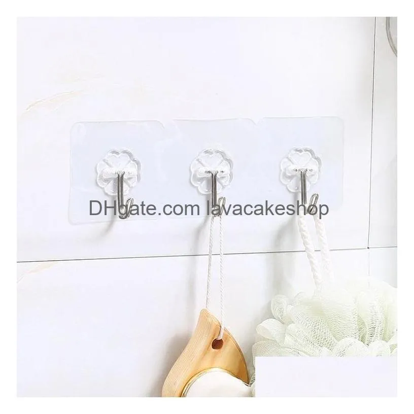 bathroom transparent wall hook waterproof oilproof self adhesive hooks reusable seamless housekeeping kitchen towel hooks t2i52708