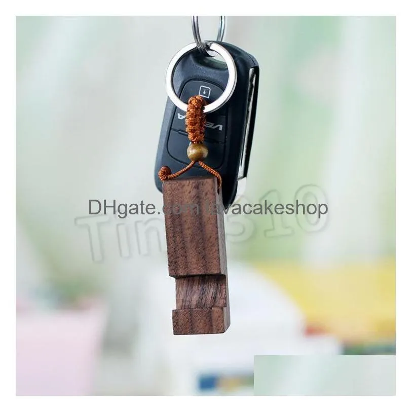 wood keychain phone holder rectangle wooden key ring cell phone stand base best gift key chain 2 styles party favort2c5133