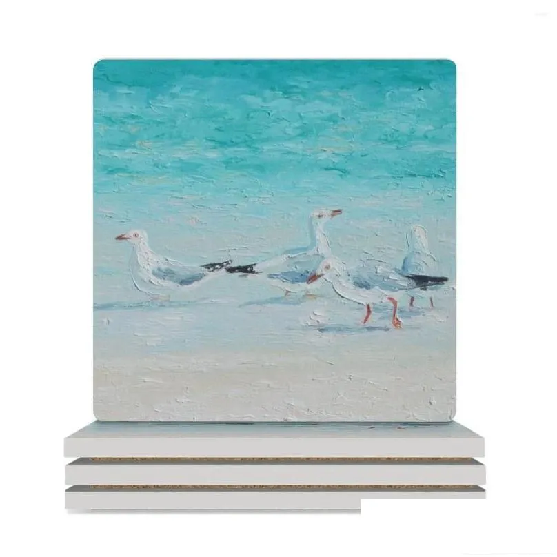 Table Mats Seagulls Meeting Of Minds Ceramic Coasters (Square) For Ceramics Stand Set Customized