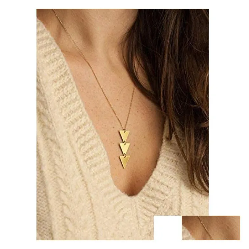 pendant necklace vintage triangle long chain women choker necklace collana sweater chain bijoux collier femme