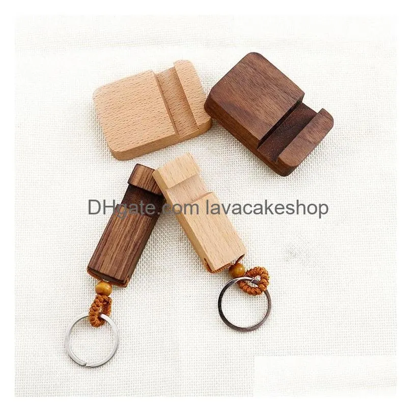 wood keychain phone holder rectangle wooden key ring cell phone stand base best gift key chain 2 styles party favort2c5133