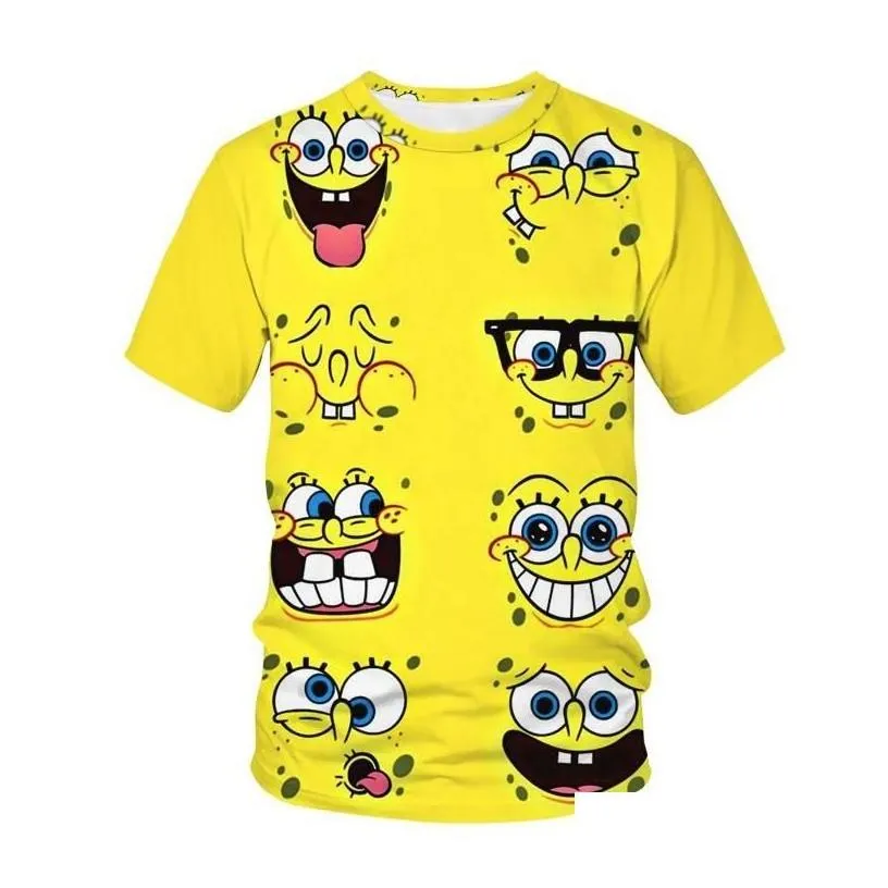 mens t-shirts mens t-shirts funny yellow bob t-shirt sponge family printing 3d sportswear cartoon uni hoodie cutmens drop delivery ap