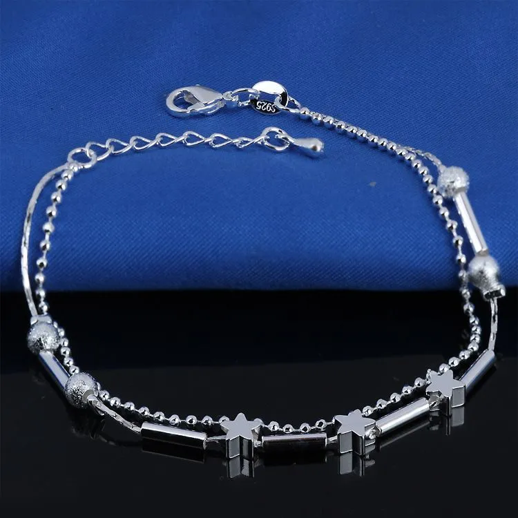 New 925 sterling sliver anklets bracelet for women Foot Jewelry Inlaid Zircon Anklet Bracelet on a Leg Personality