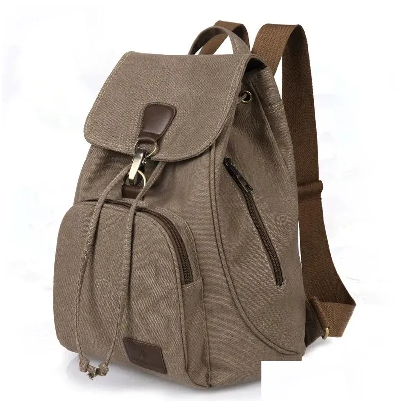 Backpack Women Canvas Backpack Female Vintage Pure Cotton Travel Bag Fashion Drawstring Laptop School Bags Shoulder Bag for Teenage