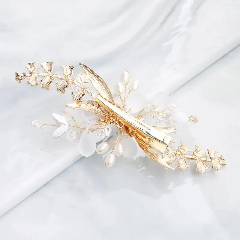 Hair Clips Barrettes Woman Clip Golden Floral Hairpin Fashion Alloy Crystal Headpiece Bridal Side Pin Beauty Accessories Jewelry Drop