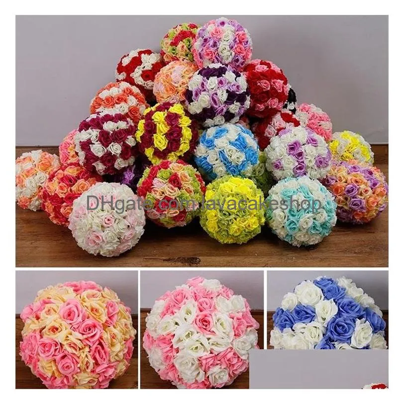 party 15/17/20cm wedding silk pomander kissing ball flower balls decorate flowers artificial flower for weddings garden market decoration