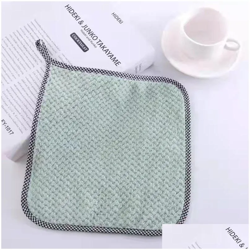 Cleaning Cloths Thickening Kitchen Dish Towels Absorbent Coral Veet Dishcloths Nonstick Oil Fast Drying Washcloths Drop Delivery Hom Otwvo