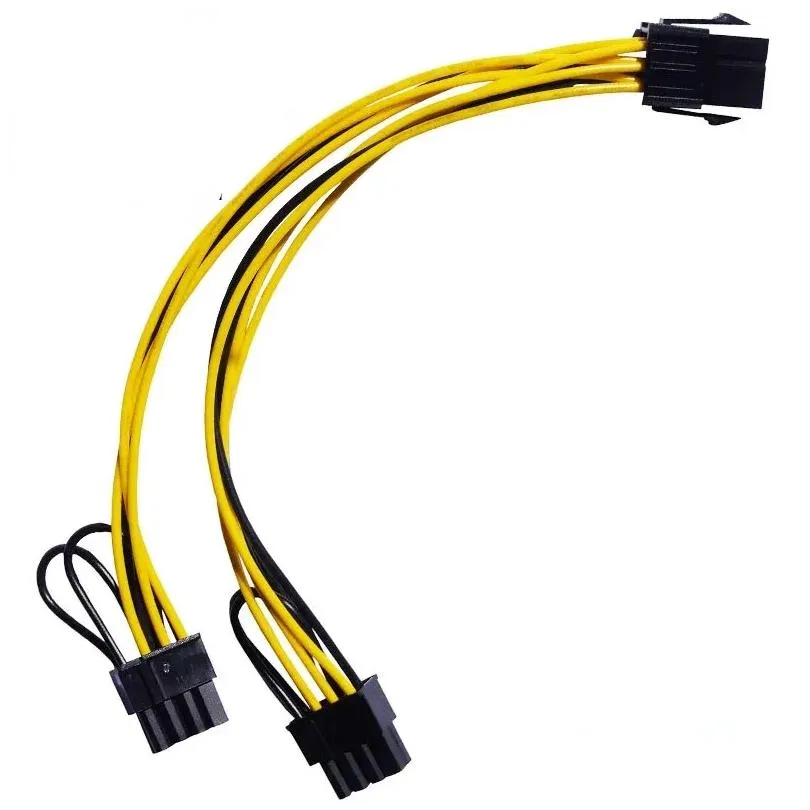 Power Cable Professional 6Pin To Dual 8Pin 20cm Graphics Card Power Data Cord Splitter for Computer PC