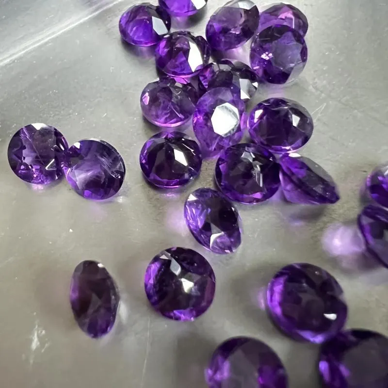 Loose Diamonds 6mm Dark Purple Amethyst Natural Round Cut Gemstones Stock Stone For Sale