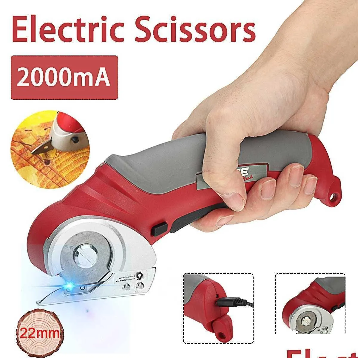 Other Power Tools 2000Mah Portable Cordless Electric Round Scissors Shear Cloth Cutter Fabric Cutting Hine Kit Tool Drop Delivery Ho Otued