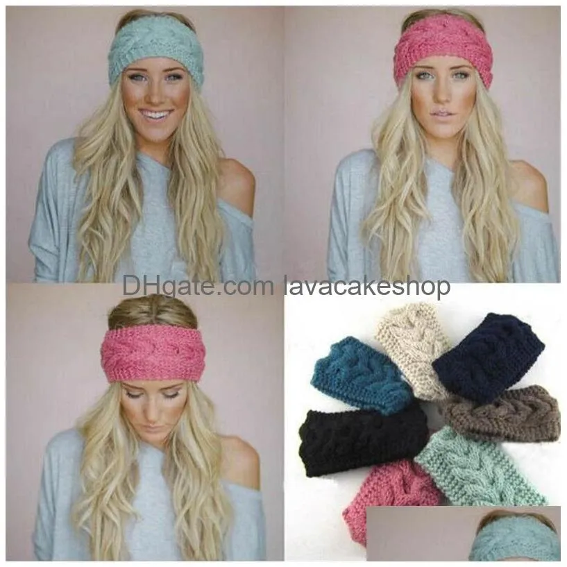 24 color knitting headband woolen yarn hair band outdoors sports hair accessories yoga head band party favor t9i00819