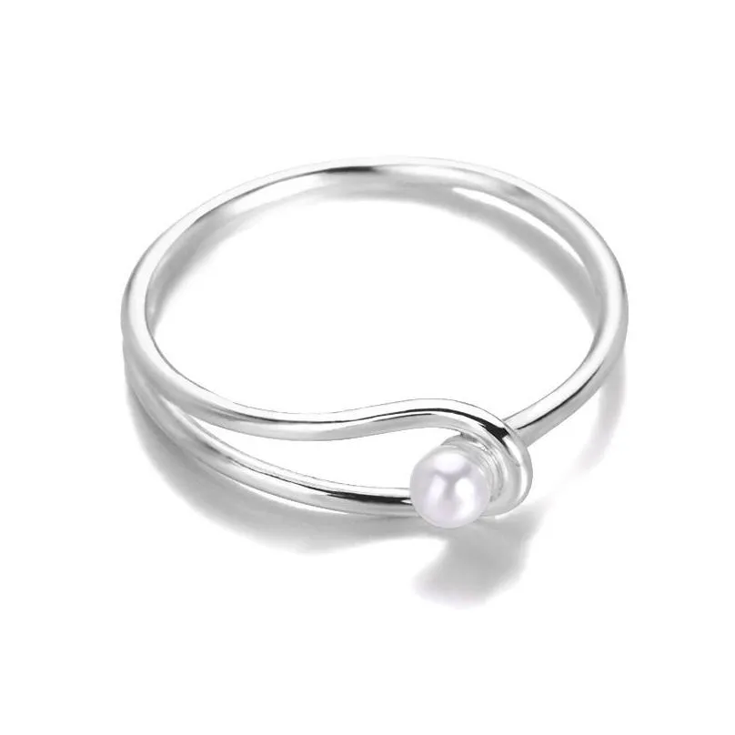 Band Rings Elegant Temperament Pearl For Women Simple Romantic Wedding Ring Fashion Female Jewelry Finger Accessories Gifts Wife Dro Otlpe