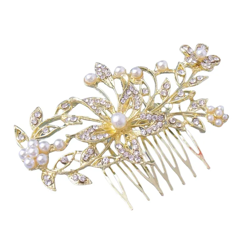 Hair Clips Female Tiara Comb Fork With Luxurious Rhinestone Floral Style Jewelry For Banquet Wedding Dresses Skirts