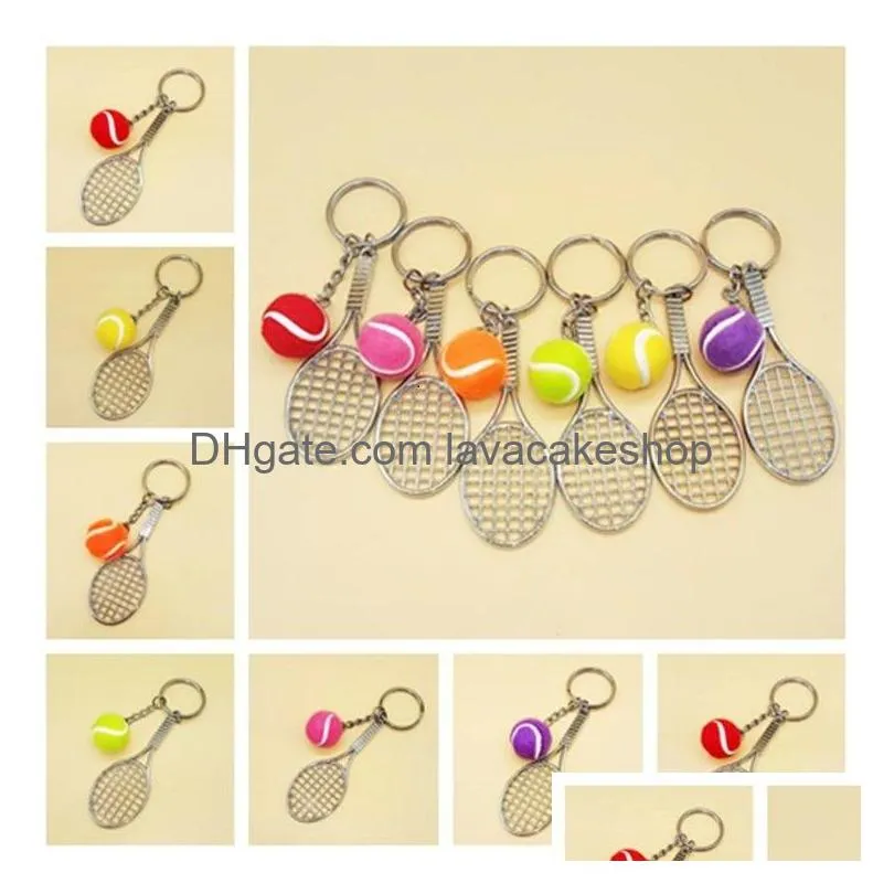 hot 6 color mini tennis keychain sports style key chains metal keychains car keyring kids toy novel birthday gift party