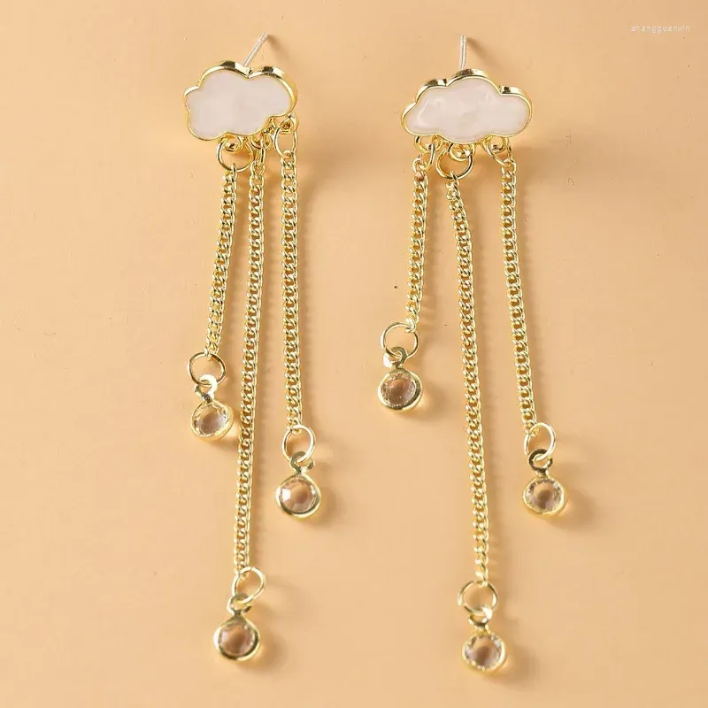 Dangle Earrings Fashion Creative Clouds Rain Shape Tassels For Women Bohemian Style Water Drop Crystal Earring Jewelry Accessories
