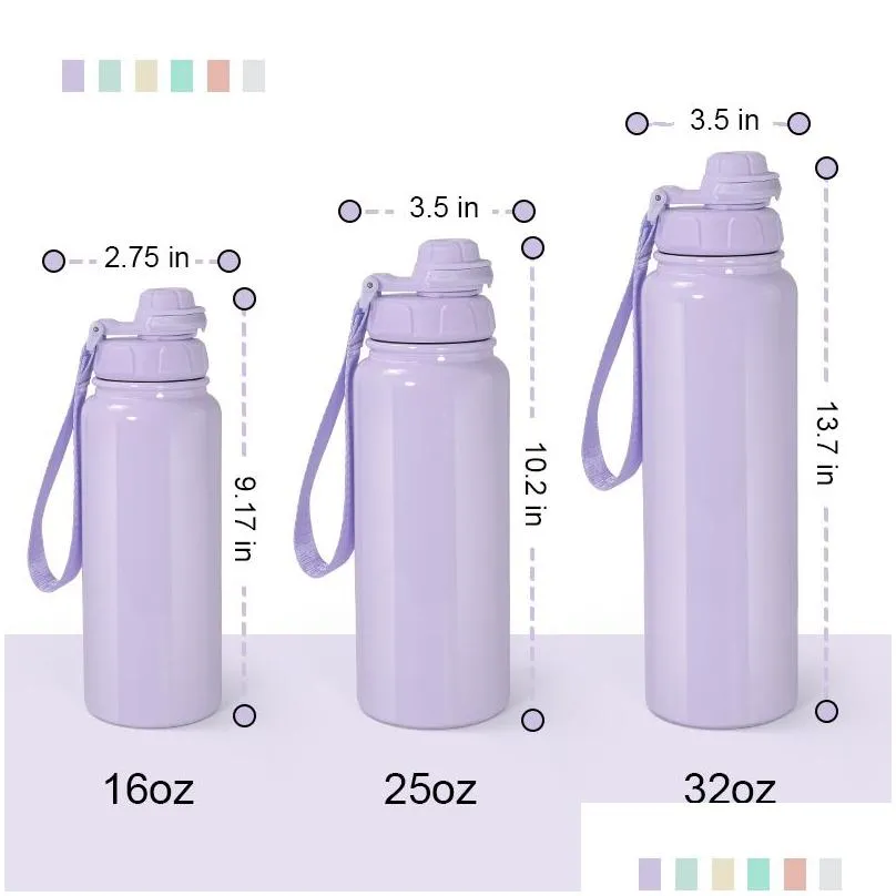 Tumblers 25Oz Sublimation Sports Water Bottle  304 Stainless Steel Tumbler Leak Proof Sport For Cam Travel 6 Colors Can Drop Del Ottx1