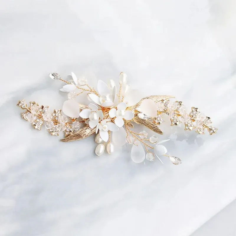 Hair Clips Barrettes Woman Clip Golden Floral Hairpin Fashion Alloy Crystal Headpiece Bridal Side Pin Beauty Accessories Jewelry Drop